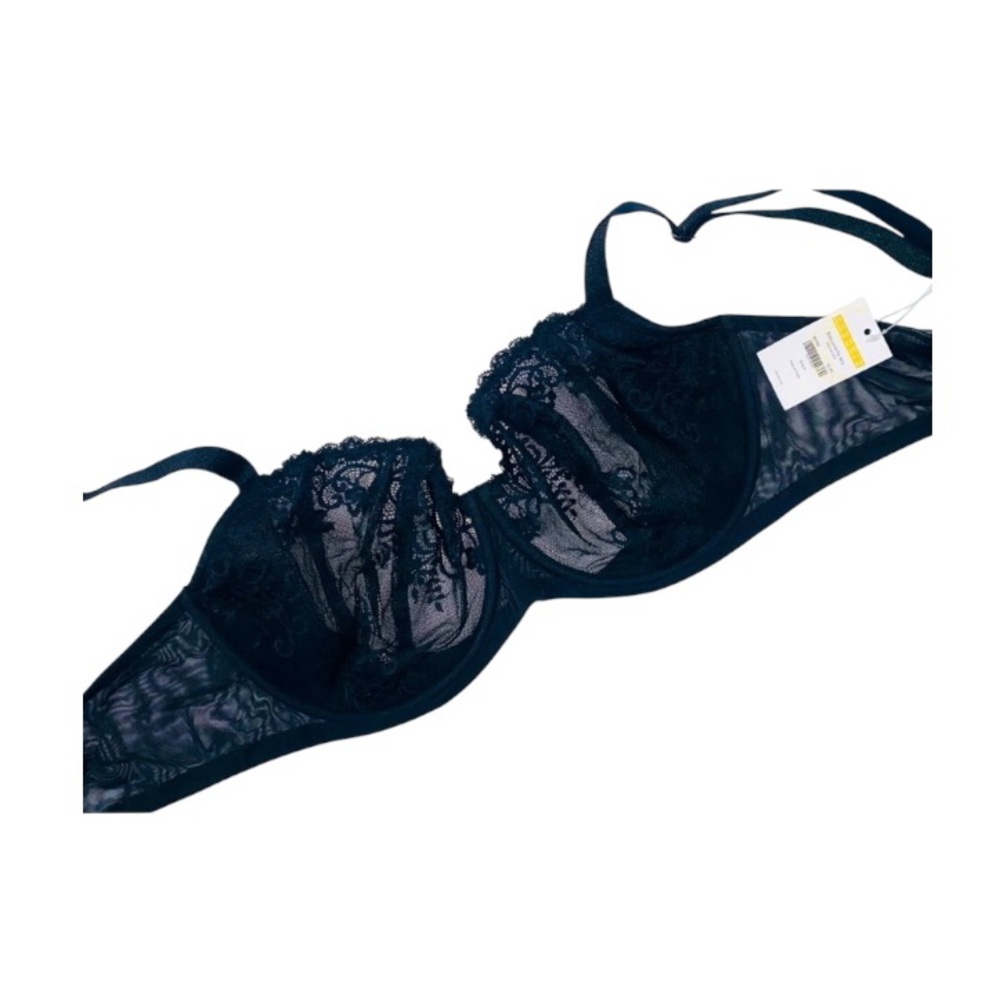 DELIMIRA Women's 42DD (42E) Balconette Bra Black Lace Sheer Underwire Intimates